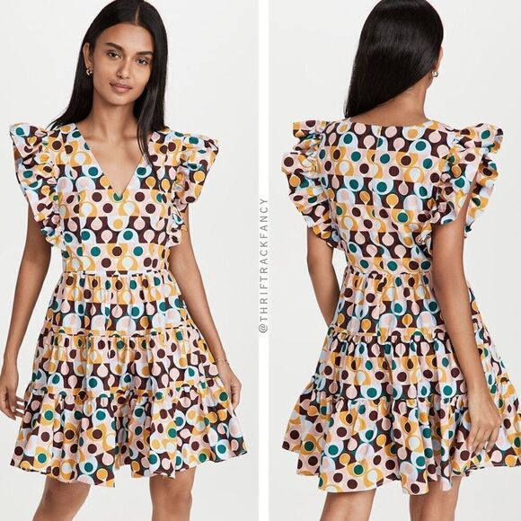 NEW LA DoubleJ Dress Flutter Cap Sleeve Honeybun Gumball Mini Dress Multi‎ Sz S - Picture 10 of 13